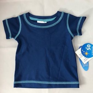 Wave Zone 0-3 m baby rash guard navy t-shirt newborn pool swim top NWT